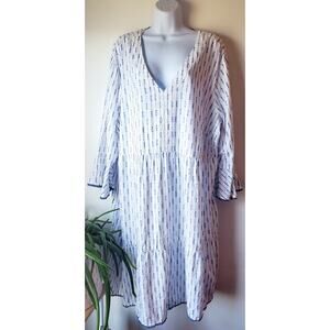 Pure J.Jill Womens Bell Sleeve Ruffled White Midi Dress Size 3X Bridal Beachy